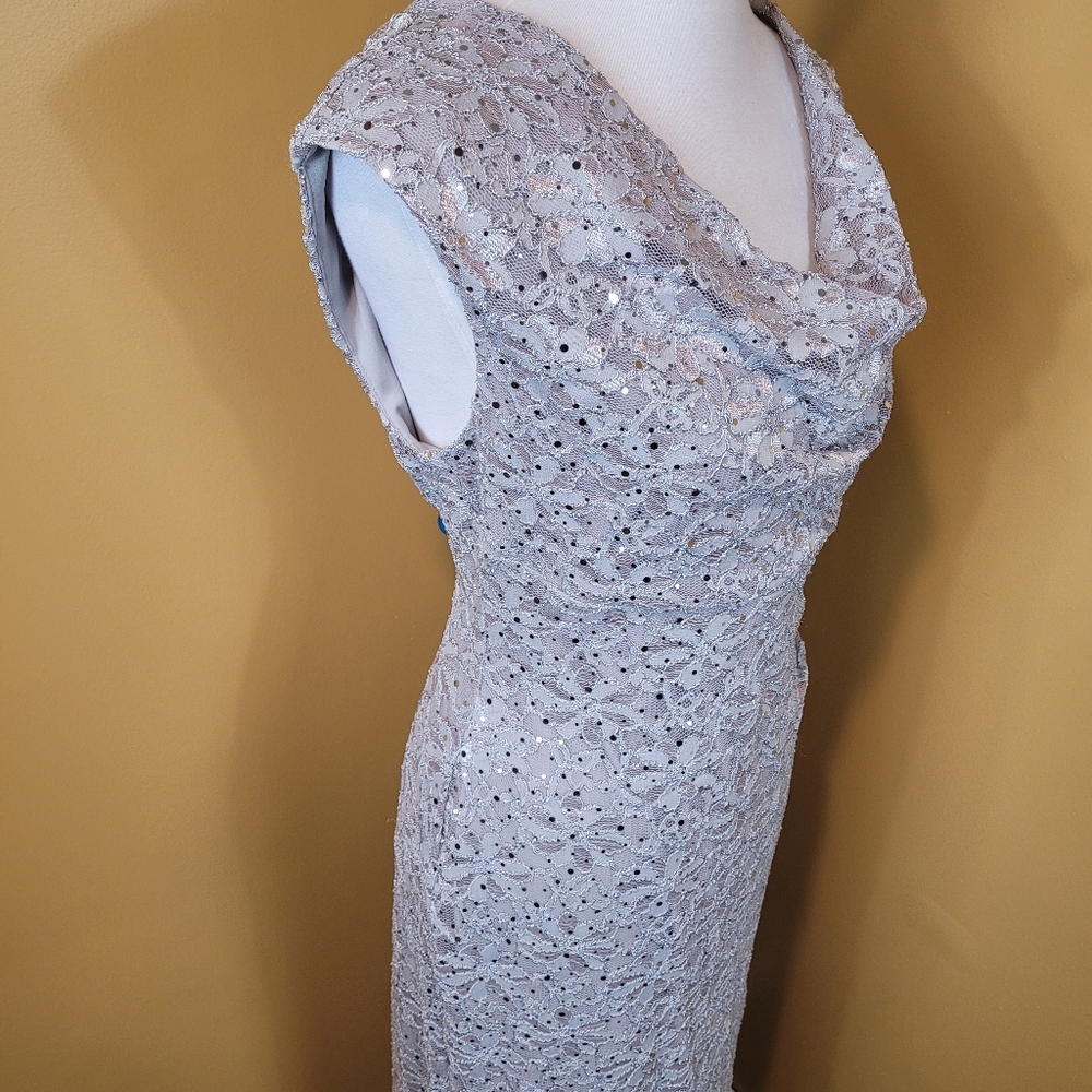 Silver Lace Cocktail Dress - Picture 7 of 12